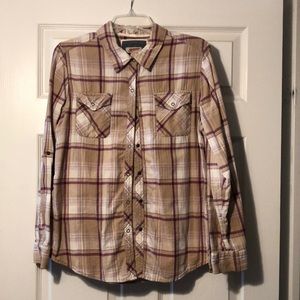 Arizona XL Tan & Violet Flannel Shirt